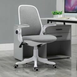 Vinsetto Ergonomic Office Chair 360° Swivel Task Desk Breathable Fabric Computer Rocker with Flipup Arms and Adjustable Height