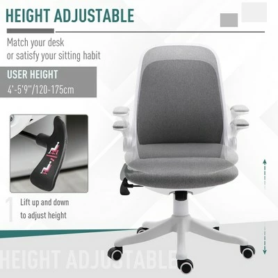 Vinsetto Ergonomic Office Chair 360° Swivel Task Desk Breathable Fabric Computer Rocker with Flipup Arms and Adjustable Height 5 Vinsetto Ergonomic Office Chair 360° Swivel Task Desk Breathable Fabric Computer Rocker with Flipup Arms and Adjustable Height - Image 3