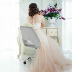 Costway Velvet Accent Office Chair Adjustable Swivel Vanity Task Chair Grey -Office Chairs Sales Shop unnamed file 5103