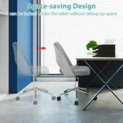 Costway Velvet Accent Office Chair Adjustable Swivel Vanity Task Chair Grey -Office Chairs Sales Shop unnamed file 5104