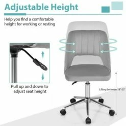 Costway Velvet Accent Office Chair Adjustable Swivel Vanity Task Chair Grey -Office Chairs Sales Shop unnamed file 5105