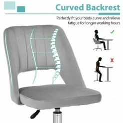 Costway Velvet Accent Office Chair Adjustable Swivel Vanity Task Chair Grey -Office Chairs Sales Shop unnamed file 5106