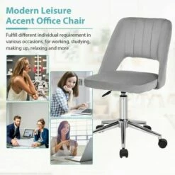 Costway Velvet Accent Office Chair Adjustable Swivel Vanity Task Chair Grey -Office Chairs Sales Shop unnamed file 5107