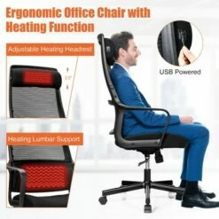 Costway Adjustable Mesh Office Task Chair Heating Lumbar Support Headrest GreyBlack -Office Chairs Sales Shop unnamed file 5114