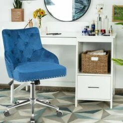 Costway Blue Velvet Office Chair Tufted Upholstered Swivel Computer Desk Chair Nailed Trim -Office Chairs Sales Shop unnamed file 5123