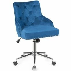 Costway Blue Velvet Office Chair Tufted Upholstered Swivel Computer Desk Chair Nailed Trim -Office Chairs Sales Shop unnamed file 5125