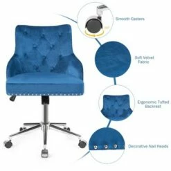 Costway Blue Velvet Office Chair Tufted Upholstered Swivel Computer Desk Chair Nailed Trim -Office Chairs Sales Shop unnamed file 5129
