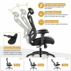 Costway Reclining Mesh Office Chair Swivel Chair w/ Adjustable Lumbar Support -Office Chairs Sales Shop unnamed file 5135