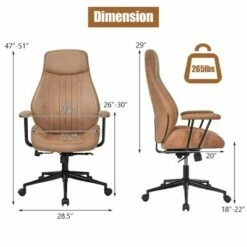 Costway High Back Office Chair Reclining Task Chair Suede Fabric BrownRed -Office Chairs Sales Shop unnamed file 5141