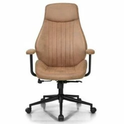 Costway High Back Office Chair Reclining Task Chair Suede Fabric BrownRed -Office Chairs Sales Shop unnamed file 5146