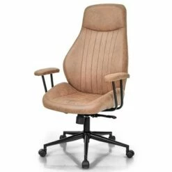 Costway High Back Office Chair Reclining Task Chair Suede Fabric BrownRed -Office Chairs Sales Shop unnamed file 5148