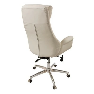 Mid Century Modern Bonded Leather Gaslift Adjustable Swivel Office Chair Cream - Glitzhome 6 Mid Century Modern Bonded Leather Gaslift Adjustable Swivel Office Chair Cream - Glitzhome - Image 4