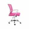 Modern Home Zuna Ergonomic Design Breathable Mesh Modern Mid Back Office Desk Chair with Lumbar Support, Steel Base, and Rolling Wheels, White & Pink