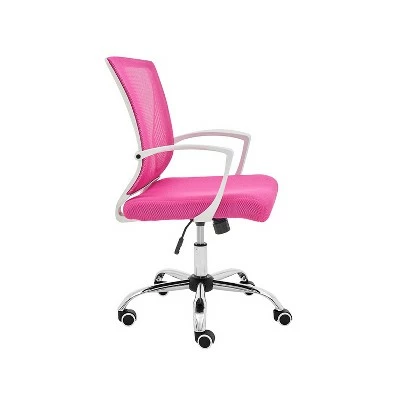 Modern Home Zuna Ergonomic Design Breathable Mesh Modern Mid Back Office Desk Chair with Lumbar Support, Steel Base, and Rolling Wheels, White & Pink 3 Modern Home Zuna Ergonomic Design Breathable Mesh Modern Mid Back Office Desk Chair with Lumbar Support, Steel Base, and Rolling Wheels, White & Pink