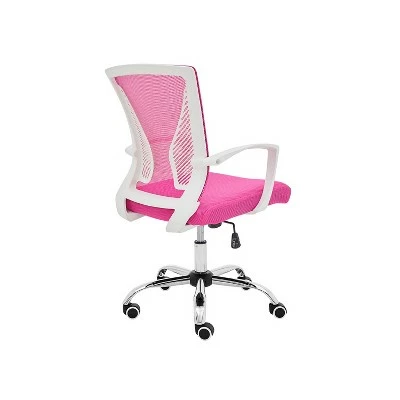 Modern Home Zuna Ergonomic Design Breathable Mesh Modern Mid Back Office Desk Chair with Lumbar Support, Steel Base, and Rolling Wheels, White & Pink 4 Modern Home Zuna Ergonomic Design Breathable Mesh Modern Mid Back Office Desk Chair with Lumbar Support, Steel Base, and Rolling Wheels, White & Pink - Image 2