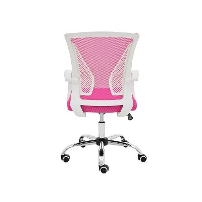Modern Home Zuna Ergonomic Design Breathable Mesh Modern Mid Back Office Desk Chair with Lumbar Support, Steel Base, and Rolling Wheels, White & Pink 5 Modern Home Zuna Ergonomic Design Breathable Mesh Modern Mid Back Office Desk Chair with Lumbar Support, Steel Base, and Rolling Wheels, White & Pink - Image 3