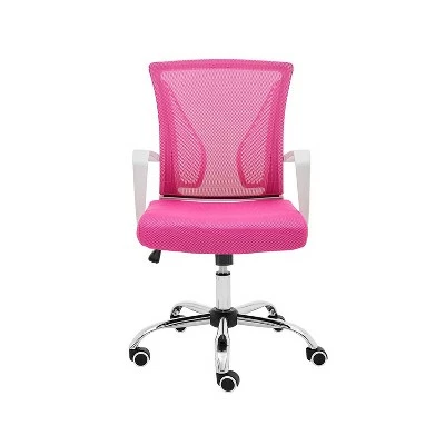 Modern Home Zuna Ergonomic Design Breathable Mesh Modern Mid Back Office Desk Chair with Lumbar Support, Steel Base, and Rolling Wheels, White & Pink 6 Modern Home Zuna Ergonomic Design Breathable Mesh Modern Mid Back Office Desk Chair with Lumbar Support, Steel Base, and Rolling Wheels, White & Pink - Image 4