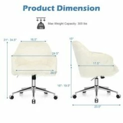 Costway Synthetic Swivel Office Chair Adjustable Task Chair Fluffy Vanity Chair