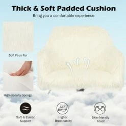 Costway Synthetic Swivel Office Chair Adjustable Task Chair Fluffy Vanity Chair -Office Chairs Sales Shop unnamed file 5176