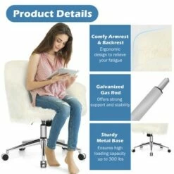 Costway Synthetic Swivel Office Chair Adjustable Task Chair Fluffy Vanity Chair -Office Chairs Sales Shop unnamed file 5178