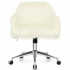 Costway Synthetic Swivel Office Chair Adjustable Task Chair Fluffy Vanity Chair -Office Chairs Sales Shop unnamed file 5180