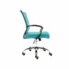 Modern Home Zuna Ergonomic Design Breathable Mesh Modern Mid Back Office Desk Chair with Lumbar Support, Steel Base, and Rolling Wheels, Black & Aqua