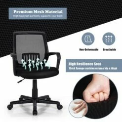 Costway Mid-Back Mesh Chair Height Adjustable Executive Chair w/ Lumbar Support -Office Chairs Sales Shop unnamed file 5193