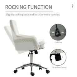 HOMCOM Modern Midback Desk Chair with Nailhead Trim Swivel Home Office Chair with Button Tufted Velvet Back Adjustable Height Curved Padded Armrests and Rocking Function -Office Chairs Sales Shop unnamed file 5197
