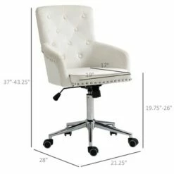 HOMCOM Modern Midback Desk Chair with Nailhead Trim Swivel Home Office Chair with Button Tufted Velvet Back Adjustable Height Curved Padded Armrests and Rocking Function -Office Chairs Sales Shop unnamed file 5198