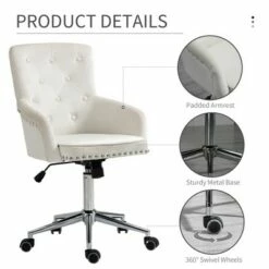 HOMCOM Modern Midback Desk Chair with Nailhead Trim Swivel Home Office Chair with Button Tufted Velvet Back Adjustable Height Curved Padded Armrests and Rocking Function -Office Chairs Sales Shop unnamed file 5199