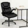 Flash Furniture High Back Black LeatherSoft Executive Swivel Office Chair with Double Layered Headrest and Open Arms