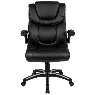Flash Furniture High Back Black LeatherSoft Executive Swivel Office Chair with Double Layered Headrest and Open Arms 4 Flash Furniture High Back Black LeatherSoft Executive Swivel Office Chair with Double Layered Headrest and Open Arms - Image 2