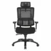 Vertical Mesh Back Chair with Shiny Base and Coal Free Flex Fabric with Headrest - OSP Home Furnishings Black