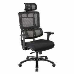 Vertical Mesh Back Chair with Shiny Base and Coal Free Flex Fabric with Headrest - OSP Home Furnishings Black -Office Chairs Sales Shop unnamed file 5282