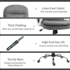 Vinsetto Adjustable Height Ergonomic High Back Home Office Chair with Armrests Grey -Office Chairs Sales Shop unnamed file 5285