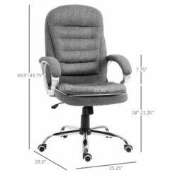 Vinsetto Adjustable Height Ergonomic High Back Home Office Chair with Armrests Grey -Office Chairs Sales Shop unnamed file 5287