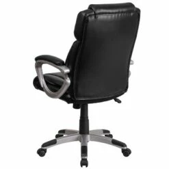 Mid Back Leather Office Chair with Padded Arms - Riverstone Furniture Black