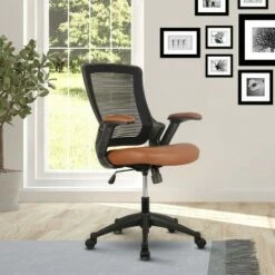 Mid - Back Mesh Task Office Chair with Height Adjustable Arms - Techni Mobili Brown