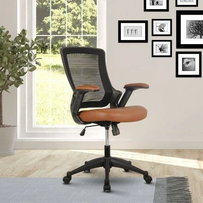 Mid - Back Mesh Task Office Chair with Height Adjustable Arms - Techni Mobili Brown 3 Mid - Back Mesh Task Office Chair with Height Adjustable Arms - Techni Mobili Brown