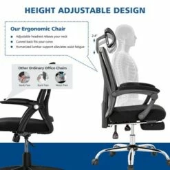 Costway Mesh Office Chair Recliner Desk Chair Height Adjustable w/Footrest Black -Office Chairs Sales Shop unnamed file 5366