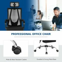 Costway Mesh Office Chair Recliner Desk Chair Height Adjustable w/Footrest Black -Office Chairs Sales Shop unnamed file 5369