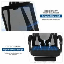 Costway Mesh Office Chair Recliner Desk Chair Height Adjustable w/Footrest Black -Office Chairs Sales Shop unnamed file 5370