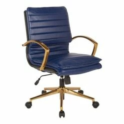 Mid Back Faux Leather Chair with Gold Finish - OSP Home Furnishings Navy 18 Mid Back Faux Leather Chair with Gold Finish - OSP Home Furnishings Navy -Office Chairs Sales Shop unnamed file 5392