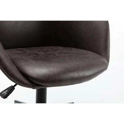 Modern Curved Back Barrel Office Chair - WOVENBYRD Light Brown Faux Leather 6 Modern Curved Back Barrel Office Chair - WOVENBYRD Light Brown Faux Leather - Image 4