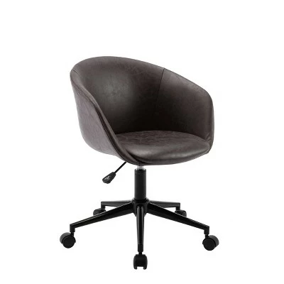 Modern Curved Back Barrel Office Chair - WOVENBYRD Light Brown Faux Leather 7 Modern Curved Back Barrel Office Chair - WOVENBYRD Light Brown Faux Leather - Image 5