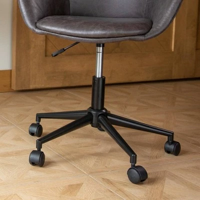 Modern Curved Back Barrel Office Chair - WOVENBYRD Light Brown Faux Leather 11 Modern Curved Back Barrel Office Chair - WOVENBYRD Light Brown Faux Leather - Image 9