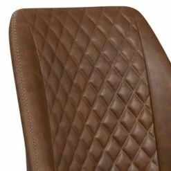 Leatherette Office Chair with Sloped Back and Diamond Stitching Brown - Benzara