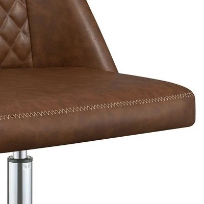 Leatherette Office Chair with Sloped Back and Diamond Stitching Brown - Benzara 4 Leatherette Office Chair with Sloped Back and Diamond Stitching Brown - Benzara - Image 2