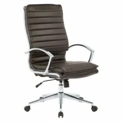 OSP Home Furnishings High Back Manager's Faux Leather Chair with Chrome Base - OSP Designs Espresso Brown