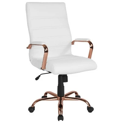High Back Leather Chair - Riverstone Furniture Collection White Leather/rose Gold Frame 13 High Back Leather Chair - Riverstone Furniture Collection White Leather/rose Gold Frame - Image 11